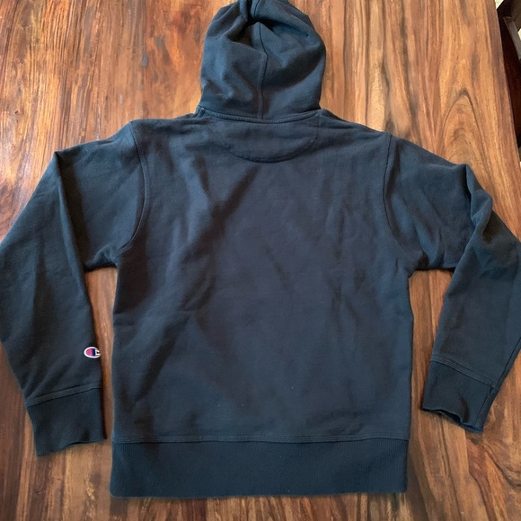 Champion Power Blend Cotton Blend Black Fleece Hoodie Sweatshirt Mens Small S - Picture 9 of 9